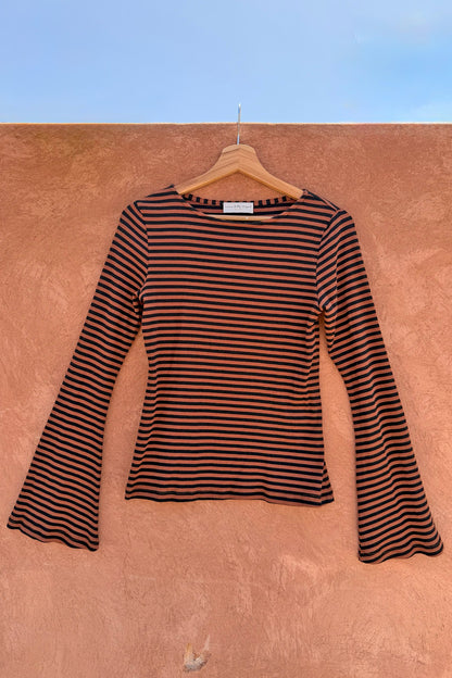 Never Fully Dressed Everyday - Chocolate Stripe Top with Bra Detail