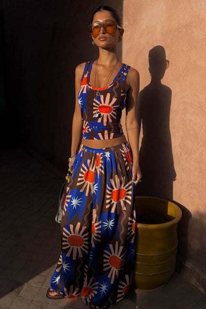 Never Fully Dressed Quality - Chocolate and Blue Sun Trousers