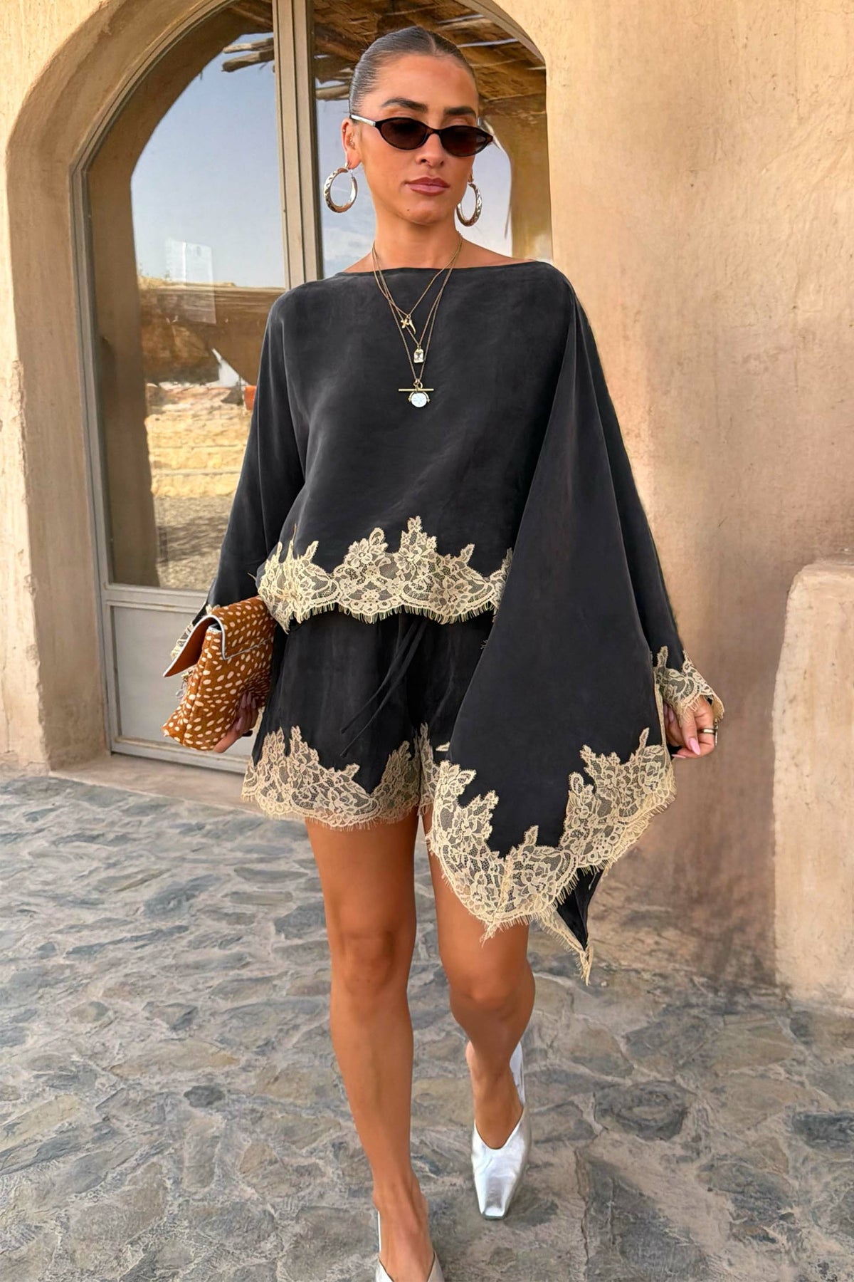 Never Fully Dressed Hot Sale - Grey Lace Maeva Shorts