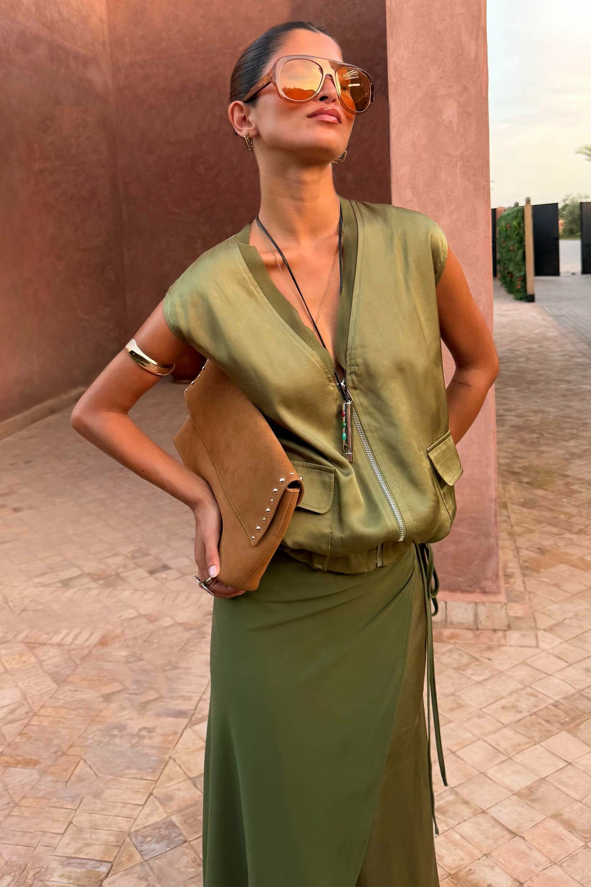Never Fully Dressed Recommended - Olive Bubble Zip Vest