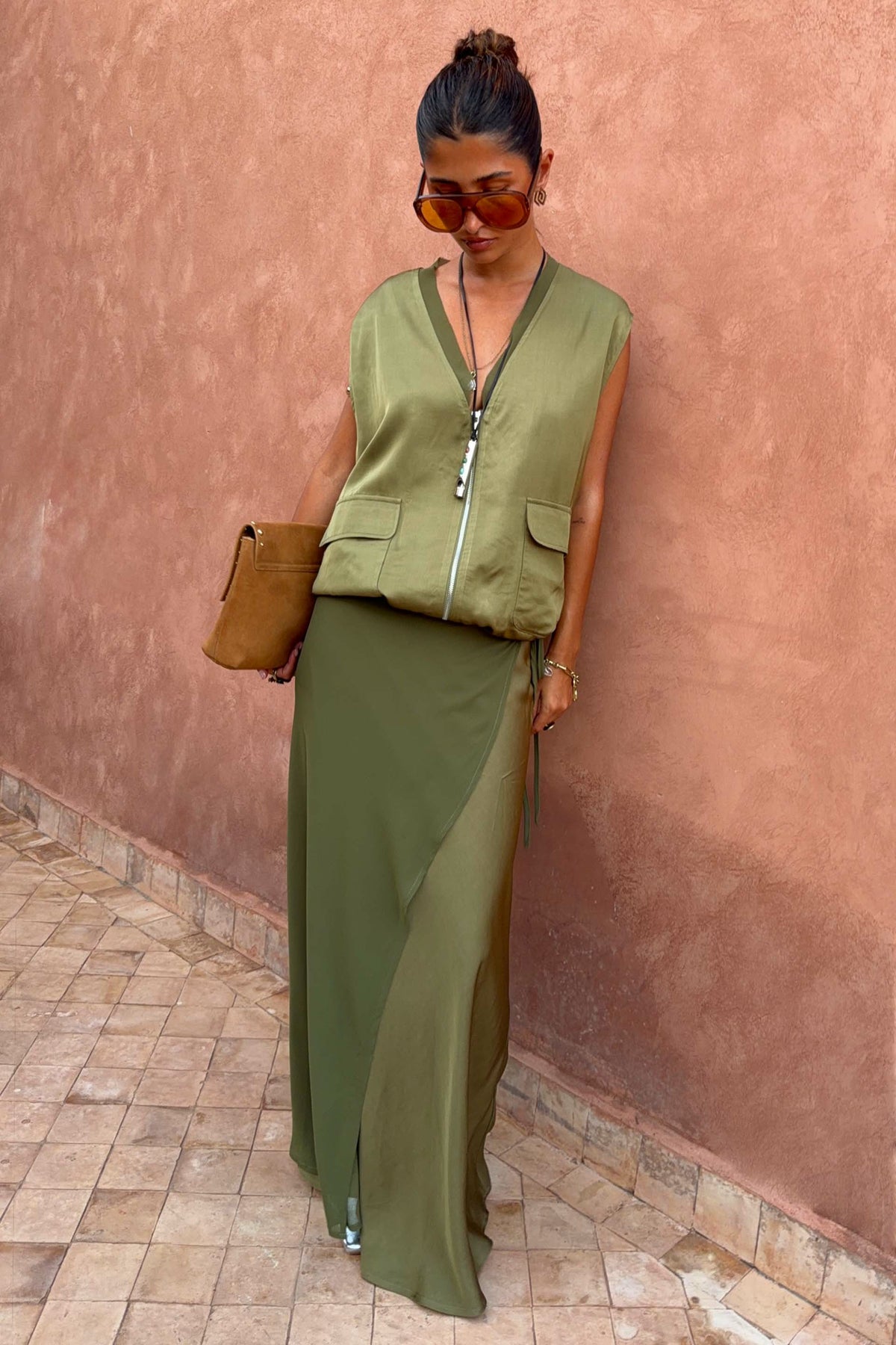 Never Fully Dressed Recommended - Olive Bubble Zip Vest