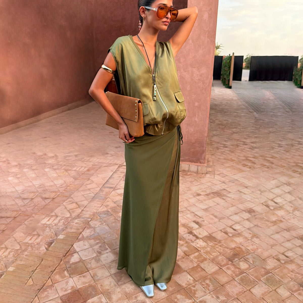 Never Fully Dressed Featured - Olive Wrap Jojo Midi Skirt