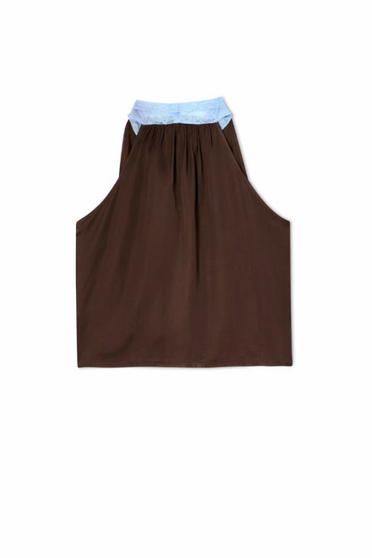Never Fully Dressed Quality - Chocolate Blue Lace Top