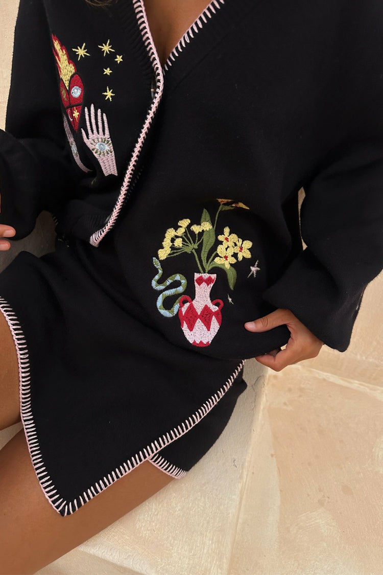 Never Fully Dressed Exclusive - Black Night Garden Mini Wrap Skirt
