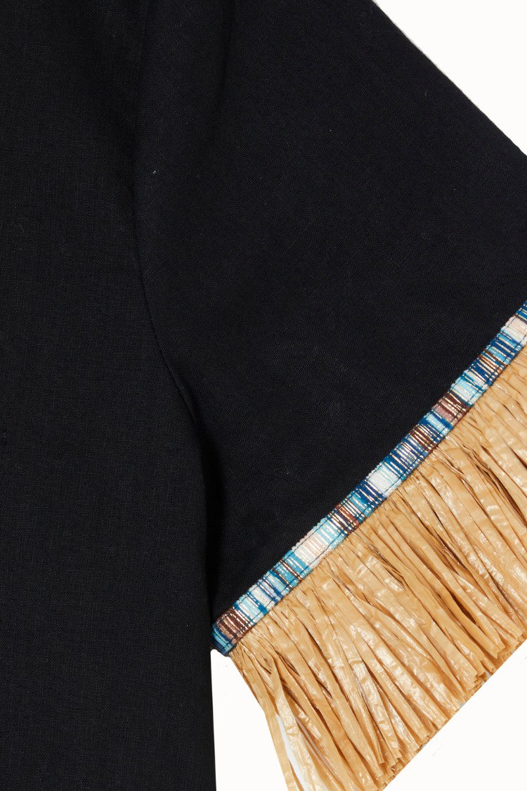 Never Fully Dressed Quality - Black Raffia Shirt  UK