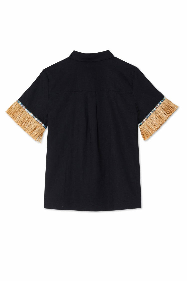 Never Fully Dressed Quality - Black Raffia Shirt  UK