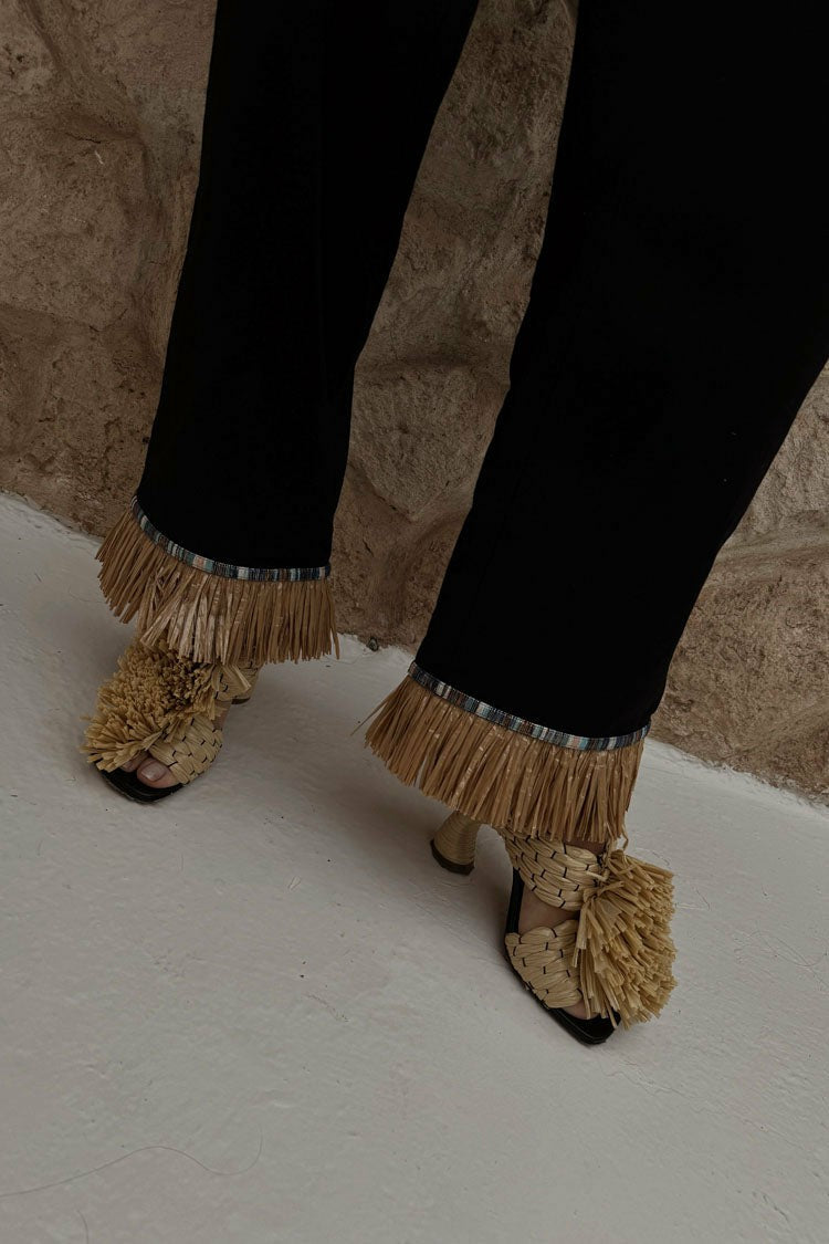 Never Fully Dressed Customer Favorite - Black Raffia Marra Trousers