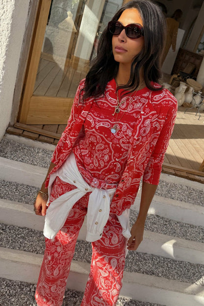Never Fully Dressed Classic - Red Bandana Rib Jersey Top