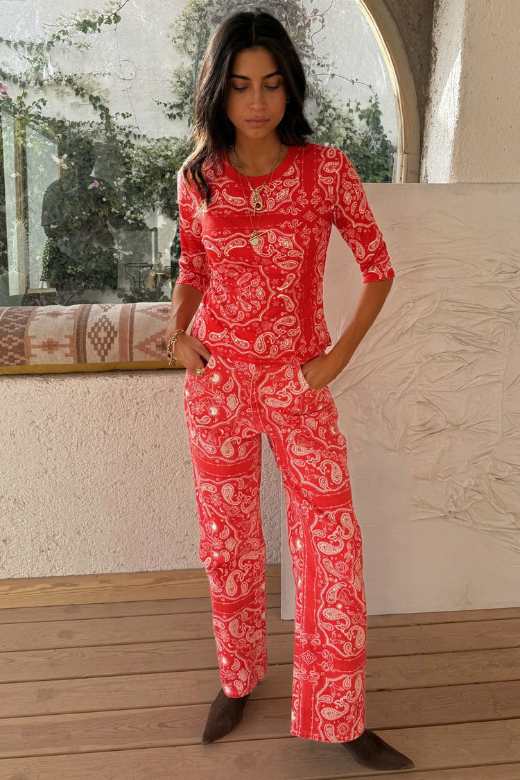 Never Fully Dressed Classic - Red Bandana Rib Jersey Top