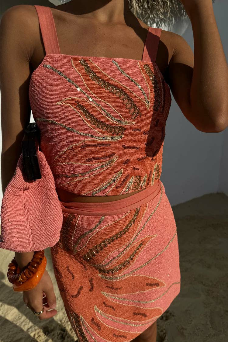 Never Fully Dressed Trending - Pink Sol Beaded Top