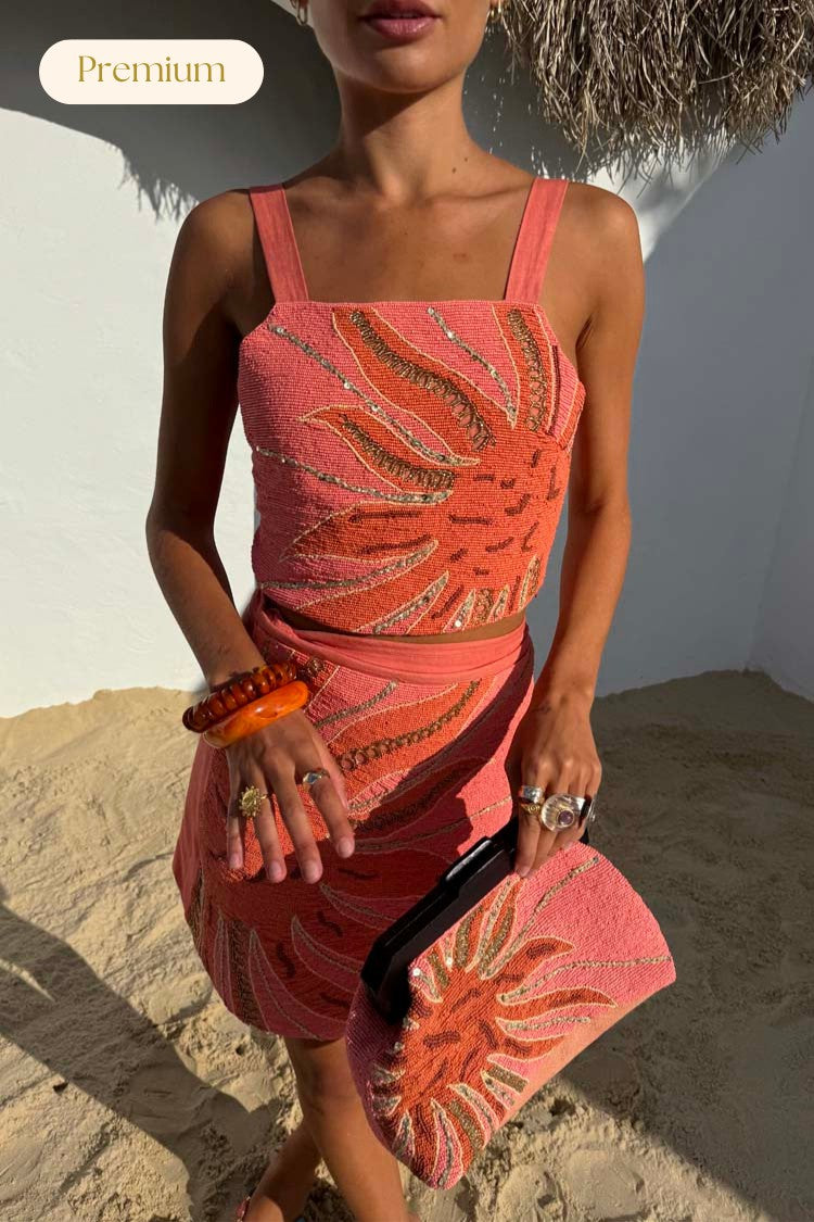 Never Fully Dressed Trending - Pink Sol Beaded Top
