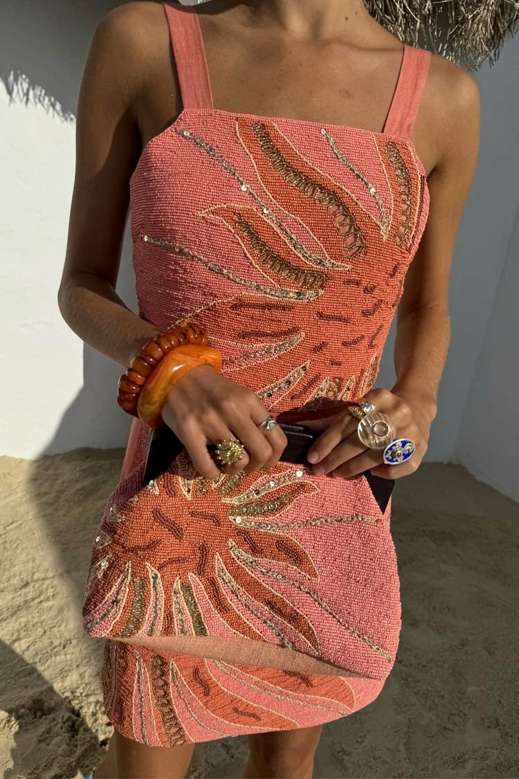 Never Fully Dressed Trending - Pink Sol Beaded Top