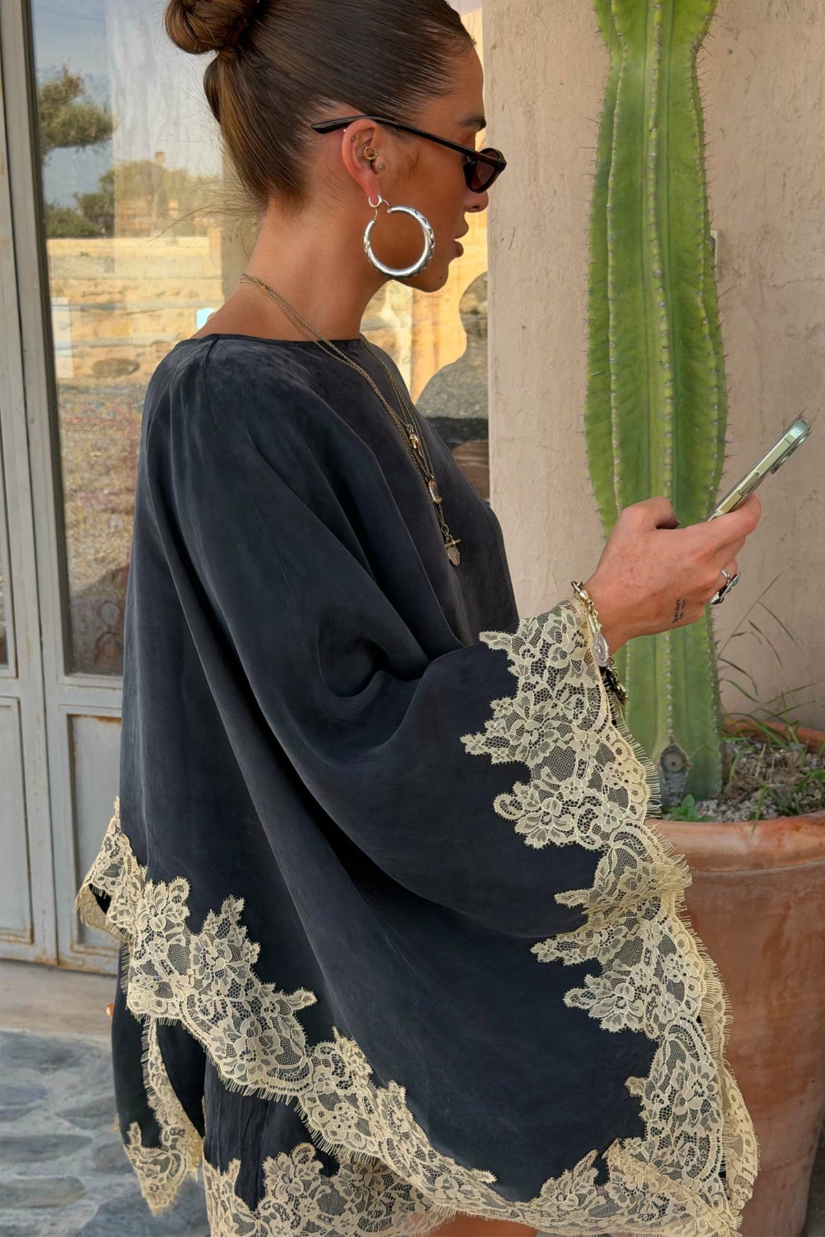 Never Fully Dressed Featured - Grey Lace Trim Cape