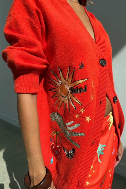 Never Fully Dressed Exclusive - Red Celestial Cardigan