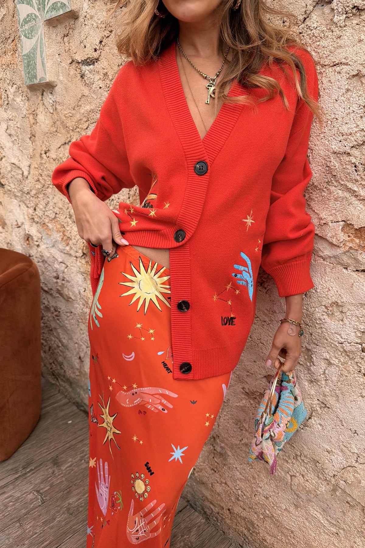 Never Fully Dressed Exclusive - Red Celestial Cardigan