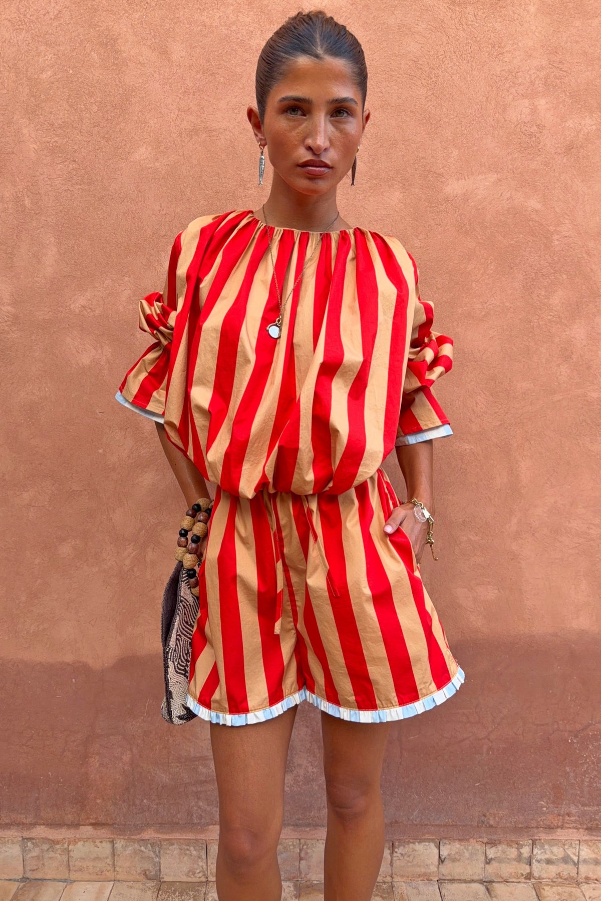 Never Fully Dressed Top Pick - Tomato Stripe Ellie Shorts
