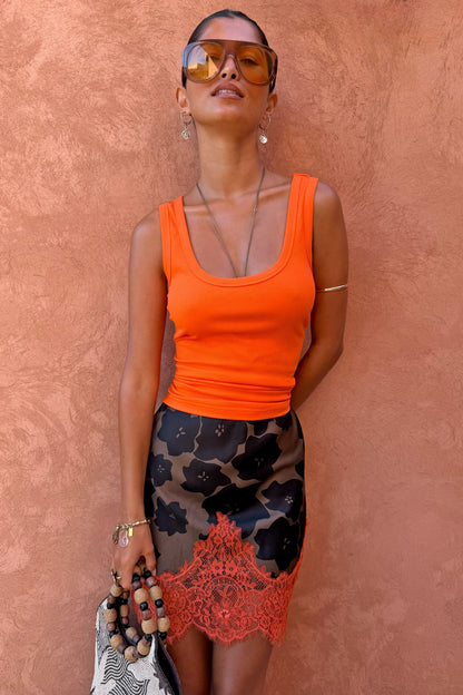 Never Fully Dressed Premium - Coral Scoop Neck Rib Tank