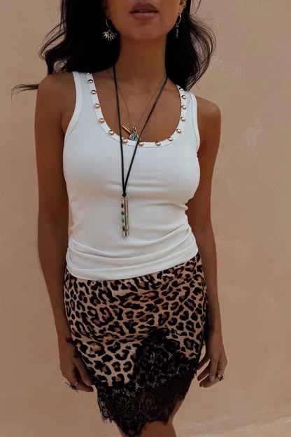 Never Fully Dressed Signature - White Studded Rib Vest