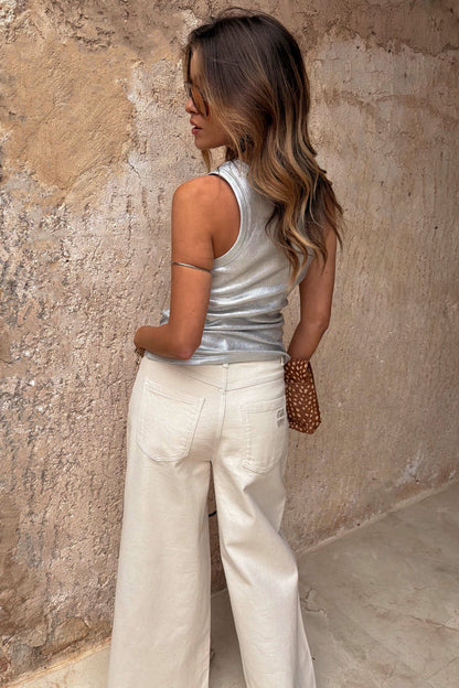 Never Fully Dressed Premium - Silver Metallic Scoop Neck Tank