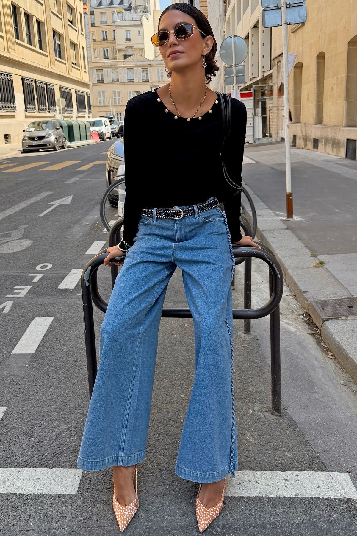 Never Fully Dressed Special Offer - Black Stud Long Sleeve Rib Top