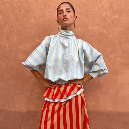 Never Fully Dressed Deals - Blue Stripe Batwing Blouse