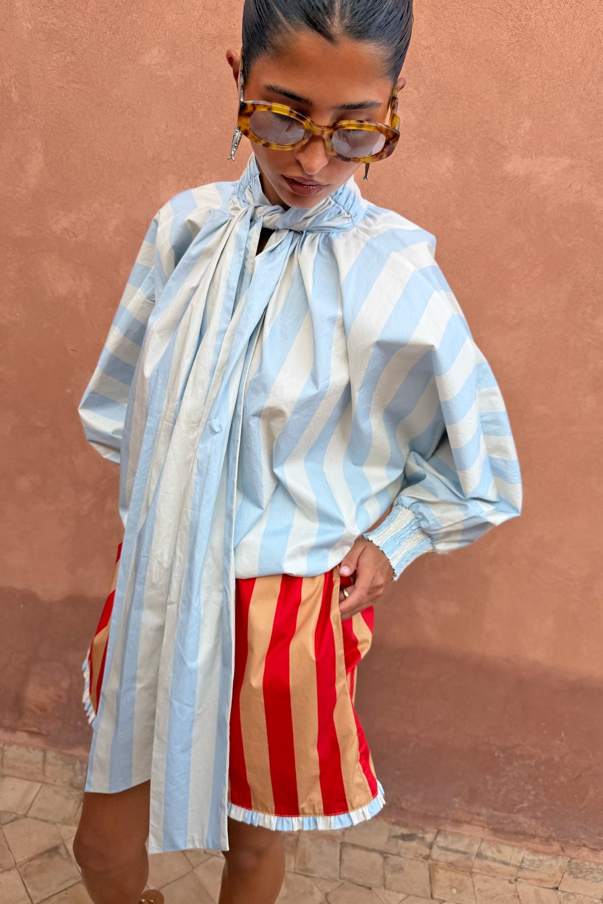 Never Fully Dressed Deals - Blue Stripe Batwing Blouse