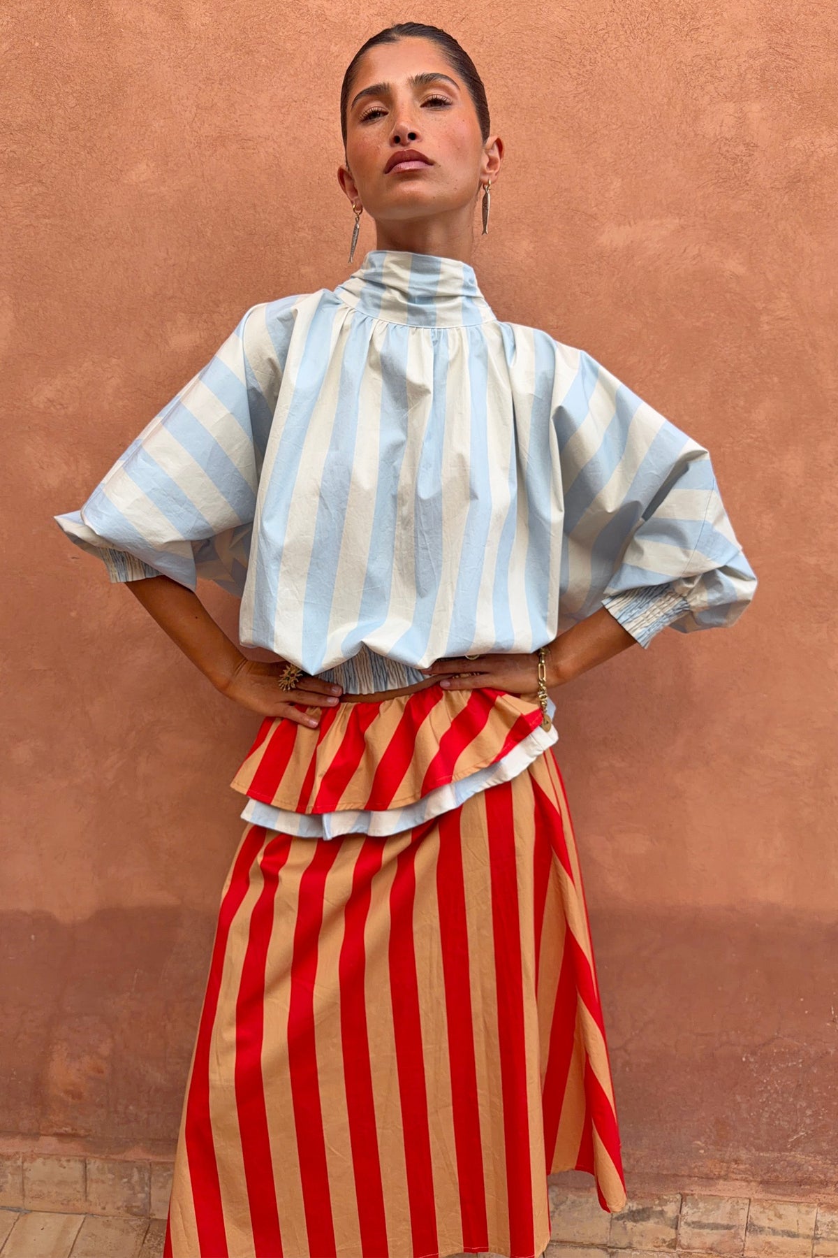 Never Fully Dressed Deals - Blue Stripe Batwing Blouse