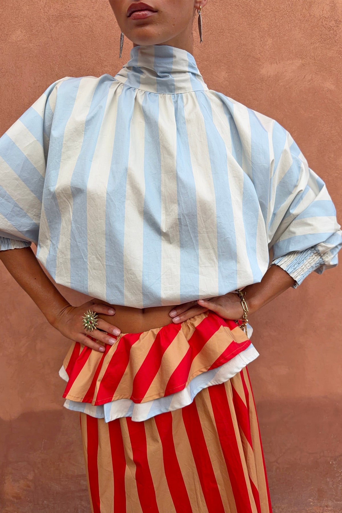 Never Fully Dressed Deals - Blue Stripe Batwing Blouse