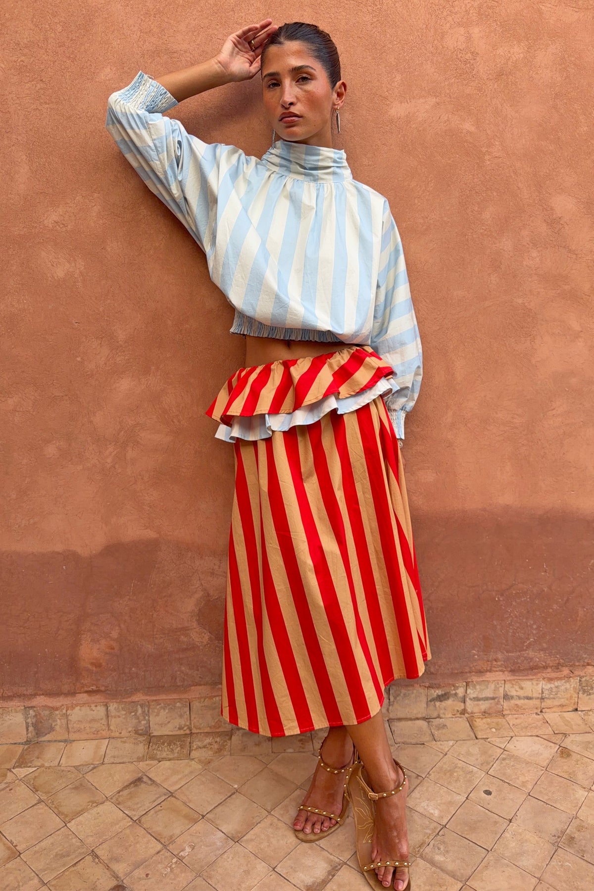 Never Fully Dressed Deals - Blue Stripe Batwing Blouse