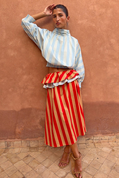 Never Fully Dressed Deals - Blue Stripe Batwing Blouse