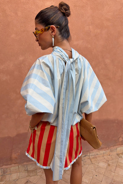 Never Fully Dressed Deals - Blue Stripe Batwing Blouse