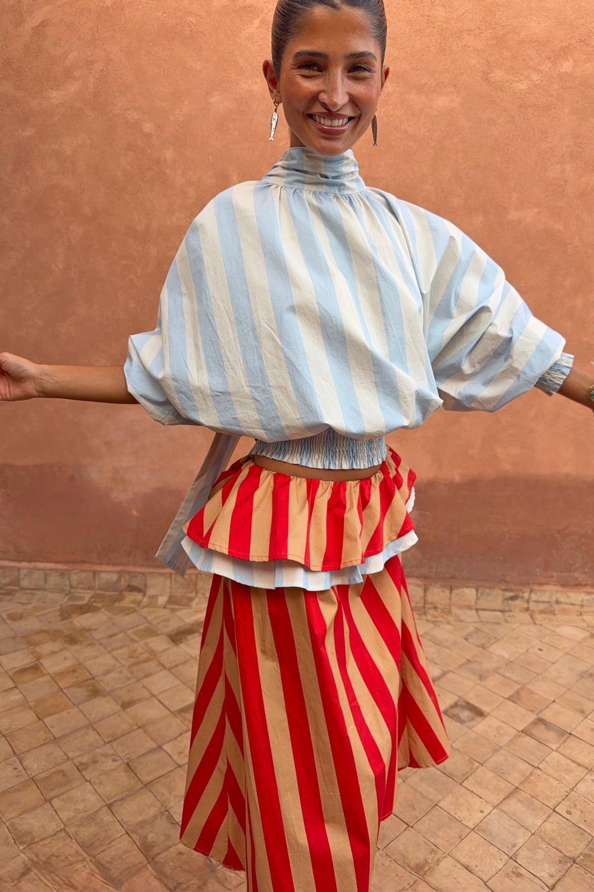 Never Fully Dressed Deals - Blue Stripe Batwing Blouse
