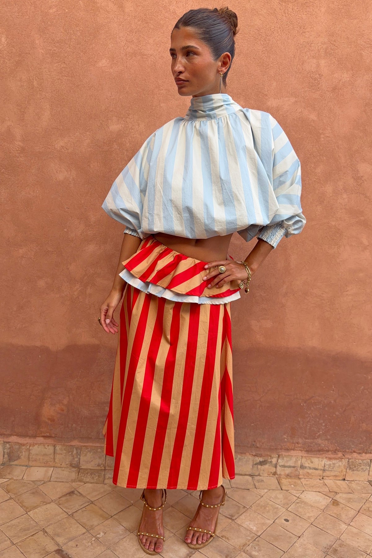 Never Fully Dressed Deals - Blue Stripe Batwing Blouse