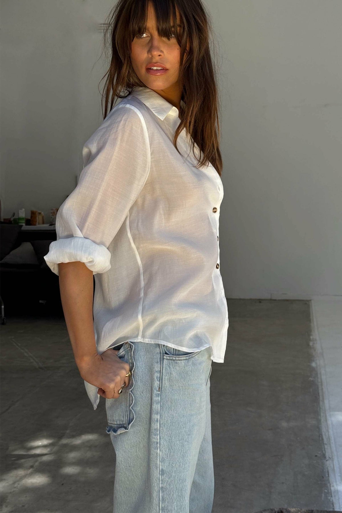 Never Fully Dressed Featured - White Miley Oversized Shirt