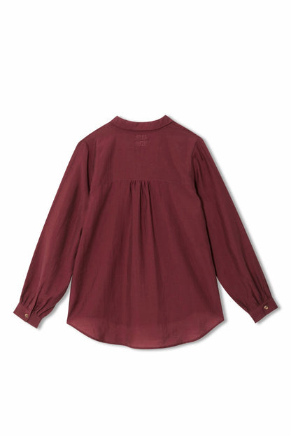 Never Fully Dressed Trusted - Burgundy Ruffle Miley Shirt