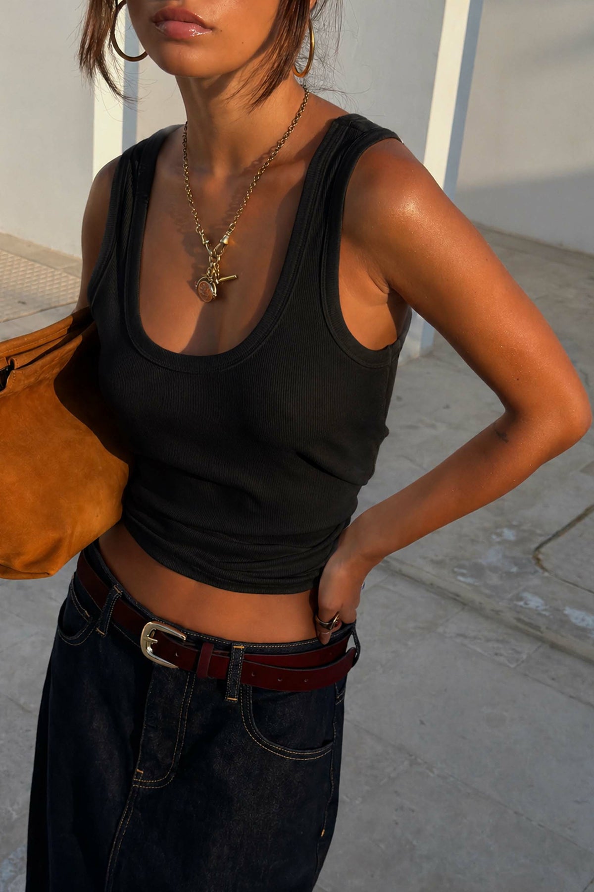 Never Fully Dressed Trending - Black Scoop Neck Rib Tank