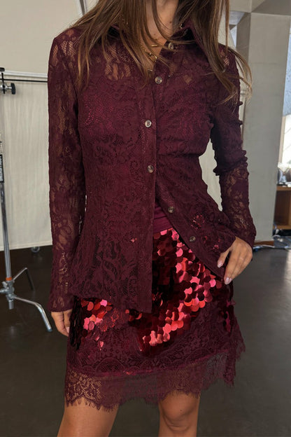 Never Fully Dressed Value - Burgundy Lace Shirt