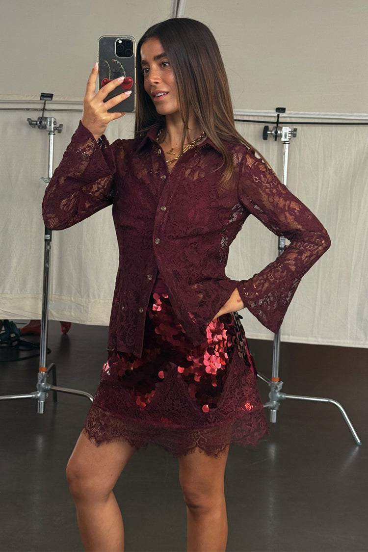 Never Fully Dressed Value - Burgundy Lace Shirt