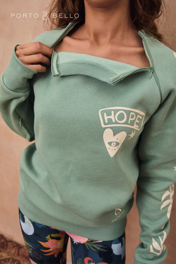 Never Fully Dressed Premium - Sage Sundazed Accessible Sweatshirt - NFD x Porto&Bello - Never Fully Dressed
