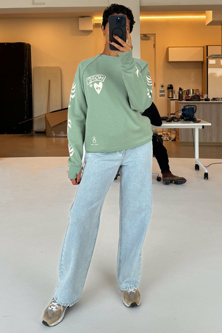 Never Fully Dressed Premium - Sage Sundazed Accessible Sweatshirt - NFD x Porto&Bello - Never Fully Dressed