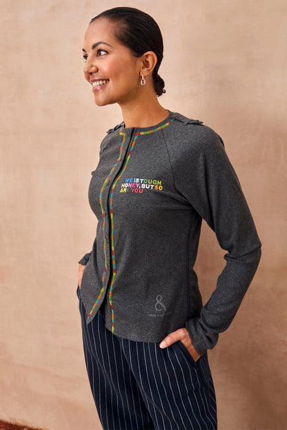 Never Fully Dressed Discount - Charcoal Life Is Tough Honey T-Shirt