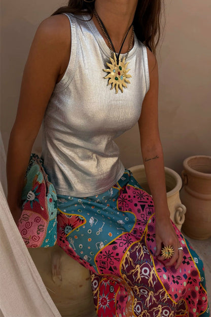Never Fully Dressed Special Offer - Silver Ribbed Tank Top