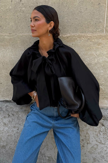 Never Fully Dressed Smart Buy - Black Ruffle Shirt