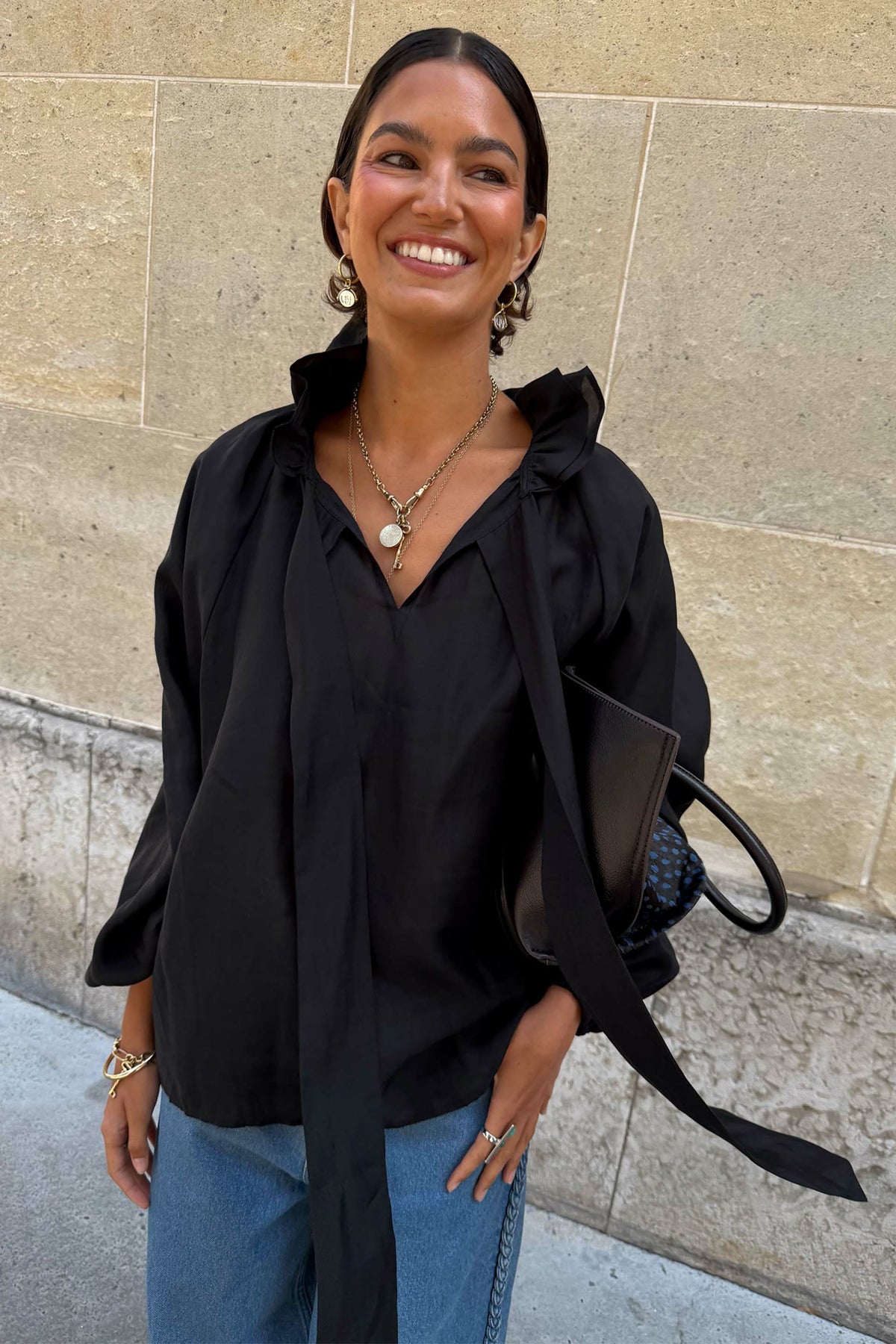 Never Fully Dressed Smart Buy - Black Ruffle Shirt