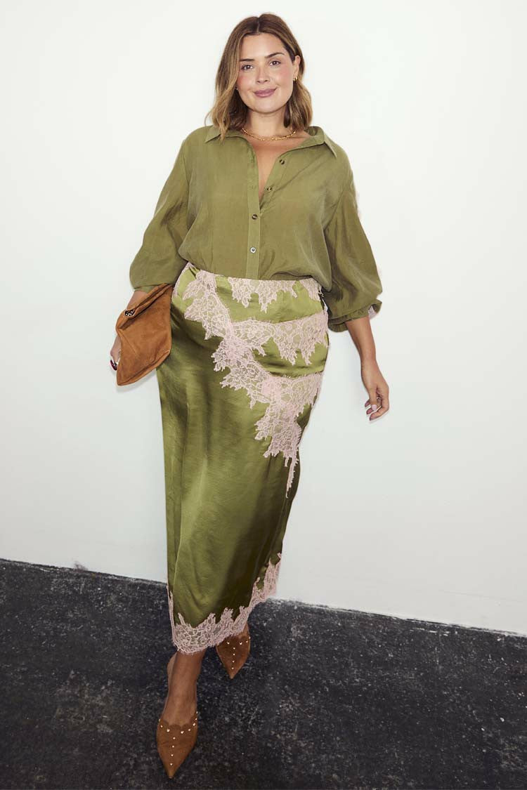 Never Fully Dressed Everyday - Olive & Pink Lace Marley Shirt
