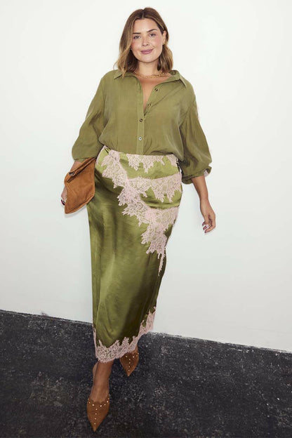 Never Fully Dressed Everyday - Olive & Pink Lace Marley Shirt