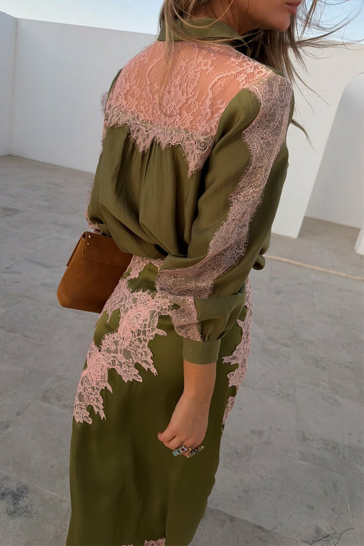 Never Fully Dressed Everyday - Olive & Pink Lace Marley Shirt