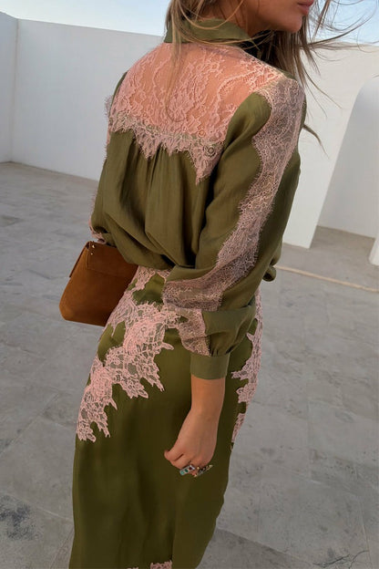 Never Fully Dressed Everyday - Olive & Pink Lace Marley Shirt