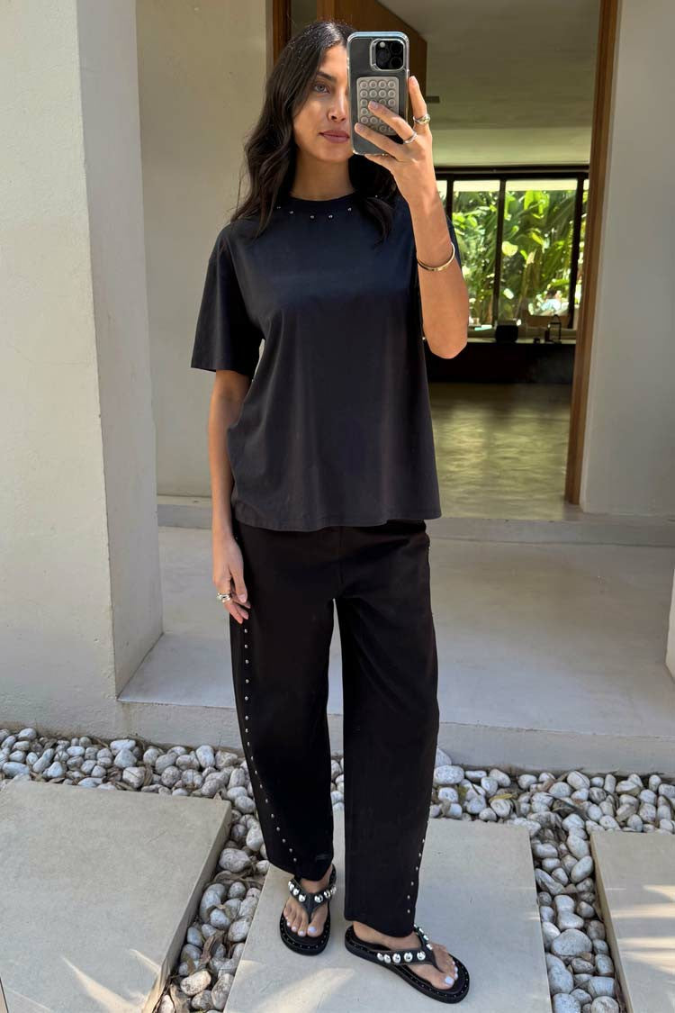 Never Fully Dressed Quality - Black Studded T-Shirt