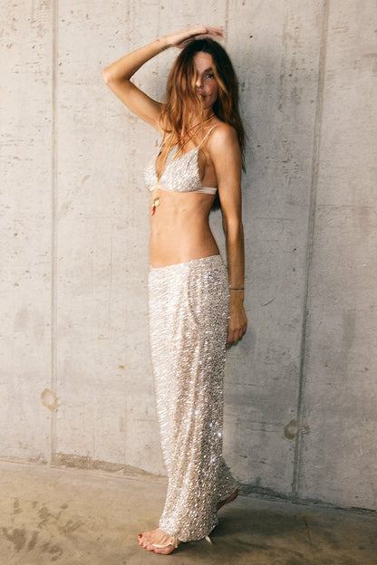 Never Fully Dressed Great Value - Silver Sequin Bra  Partywear